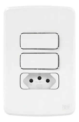 comprar Conjunto 1 Interruptor Simples + 1 Paralelo + Tomada 10a Weg Cor Branco