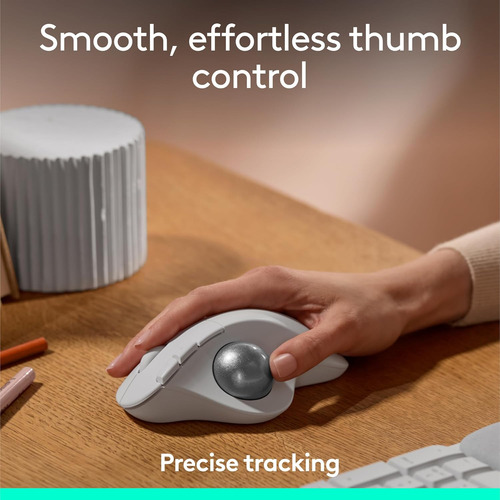 Mouse Ergonómico Logitech Ergo M575s, Inalámbrico, Blanco