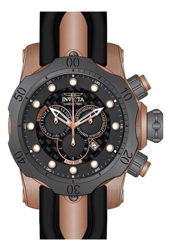 Cor da pulseira masculina Invicta 0361 Reserve Quartz: ouro rosa, bronze, cor da moldura: preta, cor de fundo: preta