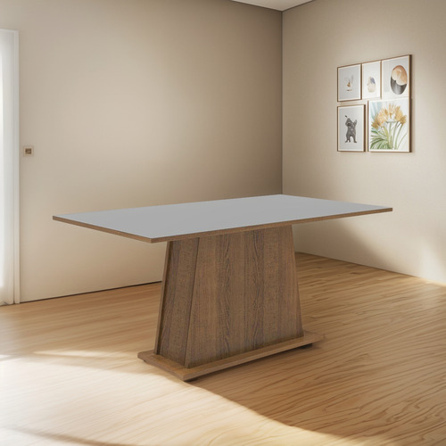 Mesa De Comedor Rectangular Madesa 6 Puestos Marrón Gris