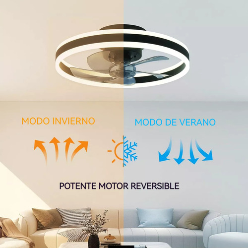 Lampara De Ventilador De Techo Moderno Con Luz Led 50cm, Control Remoto Y Voz, 5 Aspas, Motor Dc Silencioso, 3cct, 6 Velocidades, Reversible Para Interior/exterior