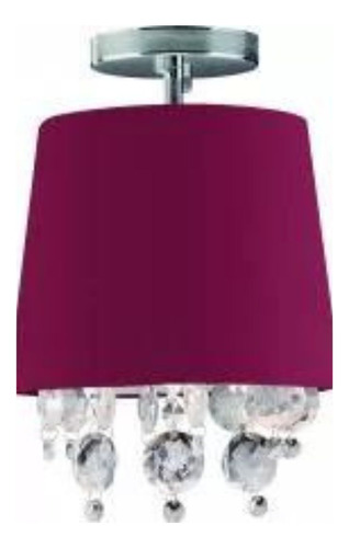 Lustre Plafon Cúpula Tecido 1 Luz Cristal K9 Legitimo Ø22cm Cor Vinho 110V/220V