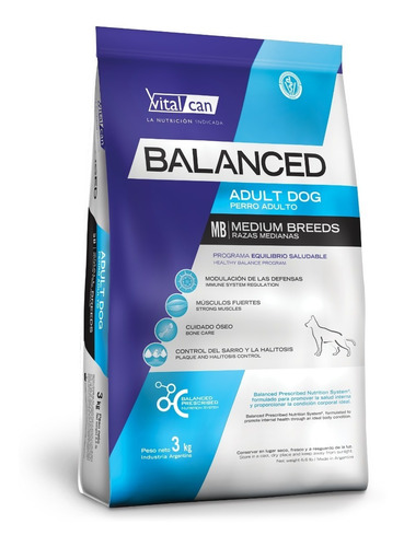 Alimento Perros Vitalcan Balanced Adult Medium Breed 3kg