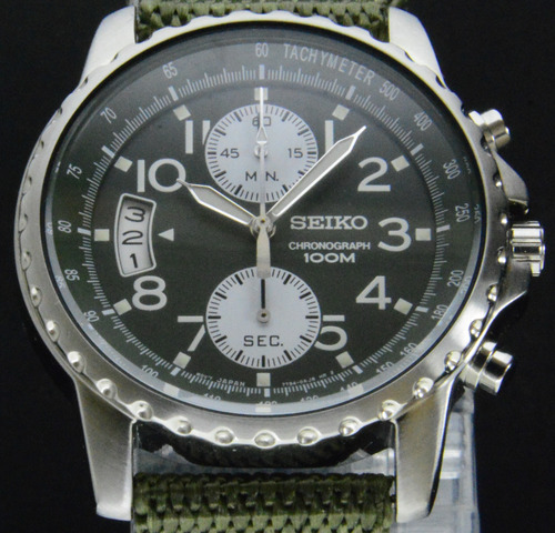 Reloj Seiko Military Snn083 F Chronograph 100 Mts. Verde Verde Musgo Acero Inoxidable Verde Musgo
