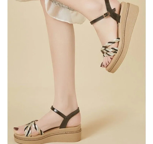 Sandalias De Cuña Con Plataforma Y Punta Abierta En Forma De