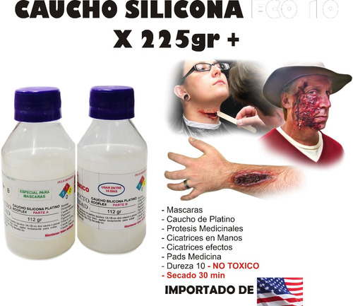 Caucho Silicona Liquido Moldes Eco 10 X225g Mascara Disfraz