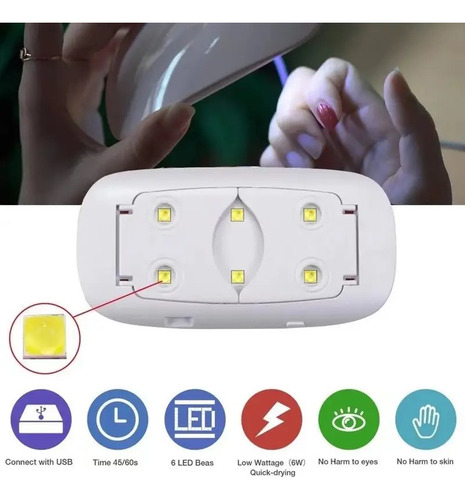 Lámpara Secador Uñas Led Uv Mini Portátil Plegable Manicura