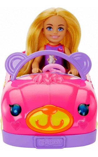 Conjunto Veículo Carro Carrinho Da Boneca Menina Loira Chelsea Com Acessório Mini Boneco Ursinho Urso De Pelúcia - Irmã Da Barbie - Mattel Brinquedos