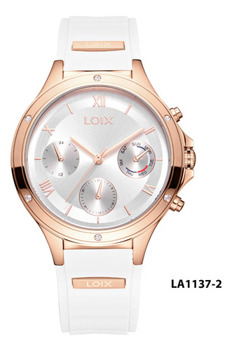 Reloj Mujer Loix® La1137-2 Blanco Con Oro Rosa