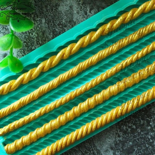 Imagen 3 de 5 de Molde Silicona Cordones Cuerdas Soga Fondant Porcelana Fria