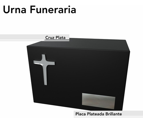 Urna Funeraria Mdf Negro Cruz Y Placa Aluminio Art20503