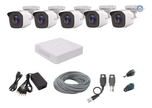 Kit 5 Cámaras Hikvision 2mp Utp Balluns Conectores 1tb 