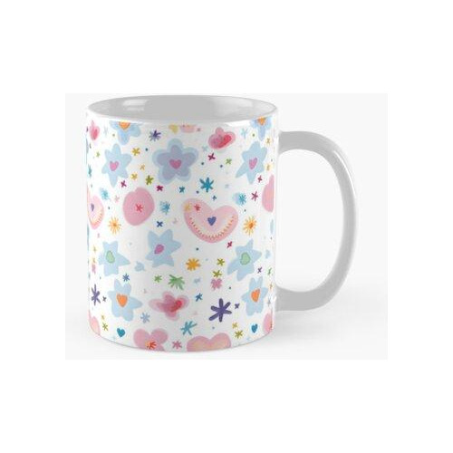 Taza Lindos Patrones Sin Fisuras De Estrellas Y Corazones Ca