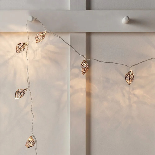 Guirnalda Hojas Metalicas Con Luz Led
