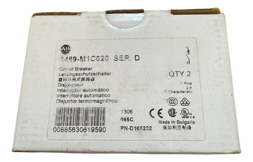 Allen Bradley 1489-m1c020 Ser. D Miniatura Disyuntor 1p 2a 2
