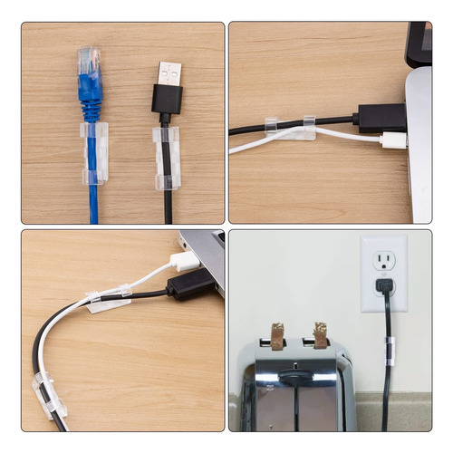 Libara 60 Transparente Clips Adhesivos Para Cables, Clips