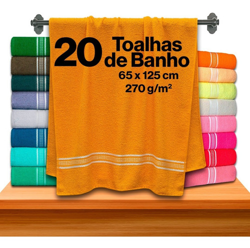 Kit 20 Toalhas De Banho - Barra - 270g/m² Mega Oferta !