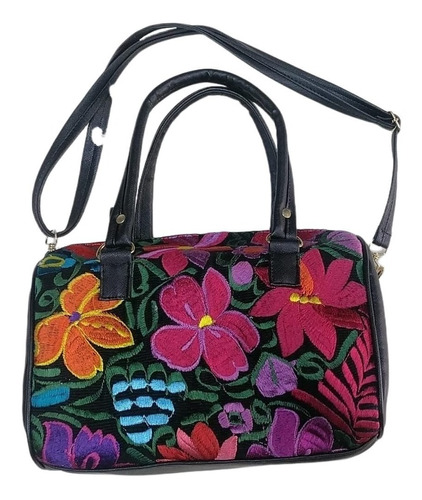 Bolso Bordado Flores Colores Artesanal Bolsa Dama Mujer Fino