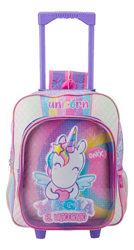 Mochila Con Ruedas Escolar Onix Rosa 1705