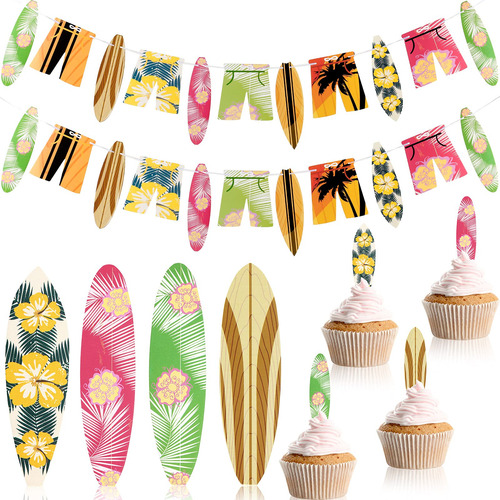 48 Pieza Para Tabla Surf 2 Decoracion Tarta Tematica Verano