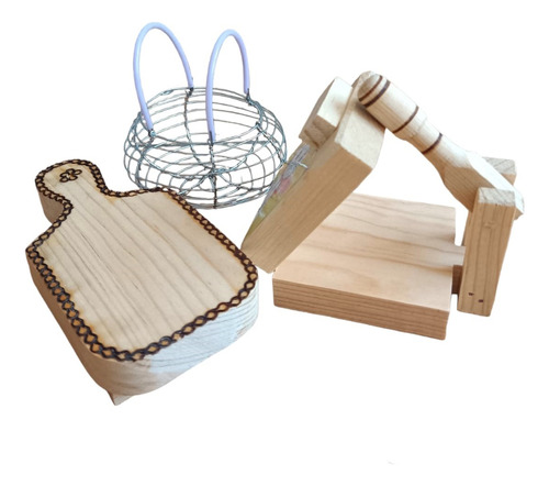 Mini Juguete Set Madera Tradicional Vintage Didáctico 3 Pzs