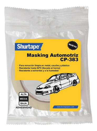 Cinta Masking Cp-383 Uso Automotriz 1/4  X 55 Yd X 45 Rlls