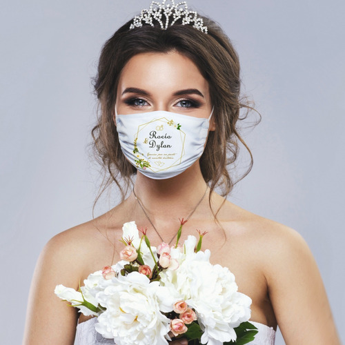 70 Cubrebocas Boda Personalizados Reutilizables 2 Capas