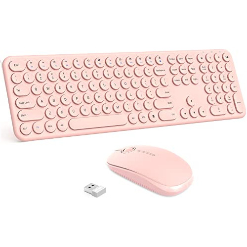 Teclado Y Ratón Inalámbricos Color Rosa, Combo De Tec...