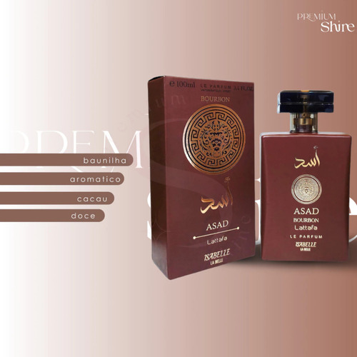 Perfume Arábe Asad Bourbon 100ml - Marca Isabelle La Belle | Fixação Intensa, Notas Amadeiradas Marcantes E Elegância Masculina