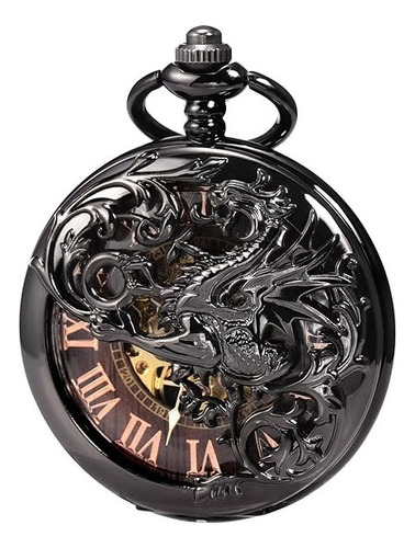 Antiguo Reloj Bolsillo Cadena Accesorio Dragon Decoración