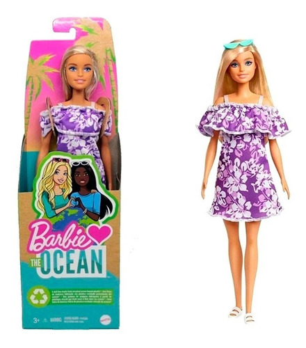Boneca Barbie Malibu Vestido Flores Loira Loves The Ocean