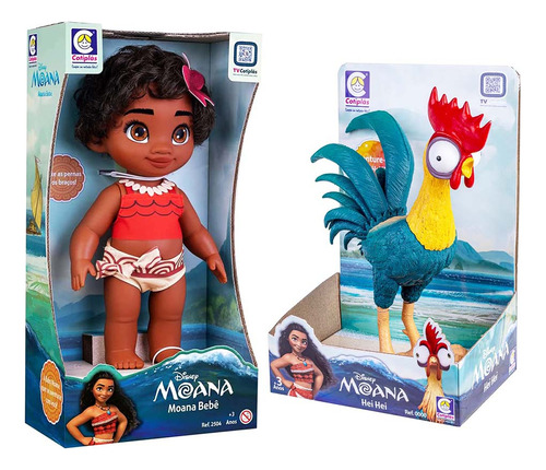 Boneca Moana Bebê + Galo Hei Hei Disney Vinil - Cotiplás