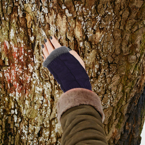 1 Par De Guantes De Medio Dedo Con Mangas Cortas Para Otoño