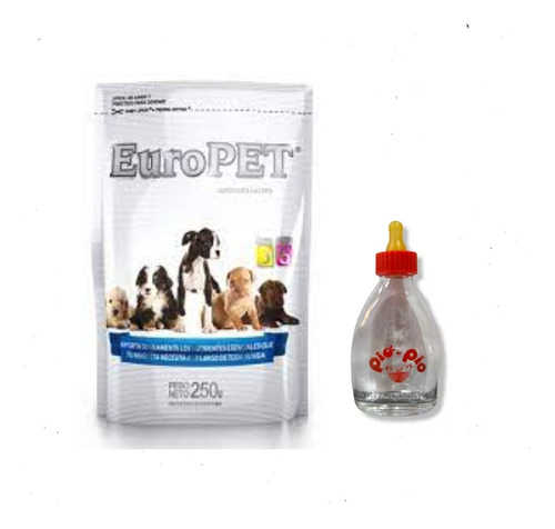 Europet Leche Cachorro Lactante + Mamadera Vidrio Pio Pio