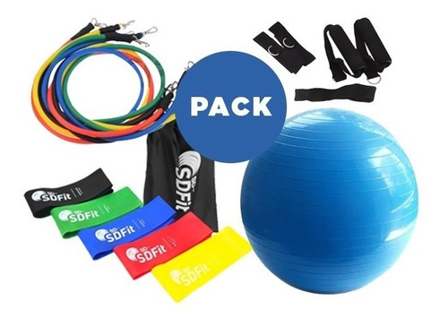 Pelota Pilates 65 Cm + Pack Loops + Kit 11 Piezas