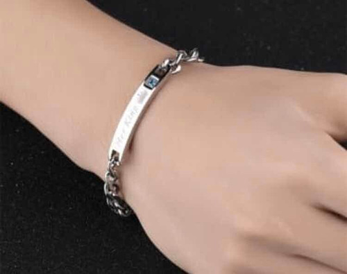 Set Pulseras His Queen/her King Plateadas Grabado 2 Nombres
