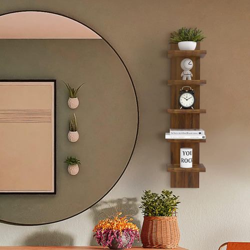 Estantes De Pared De 5 Niveles Color Marrón Bloddream