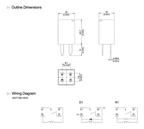 Rele Relay Automotriz 303-1ah-c-r1 U01 12vdc 4 Pines