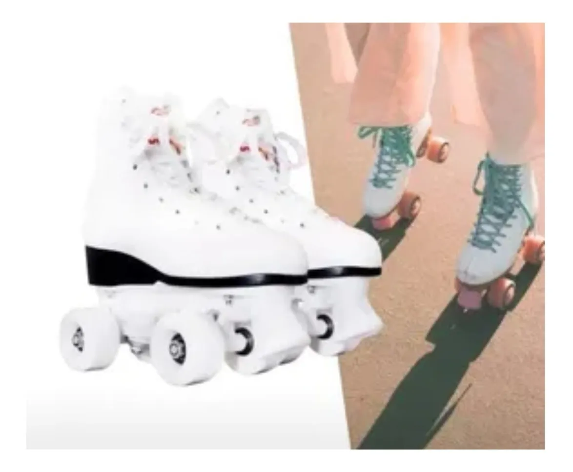 Patín Artístico Ko Sport 4 Ruedas Bota Niño Infantil Blanco