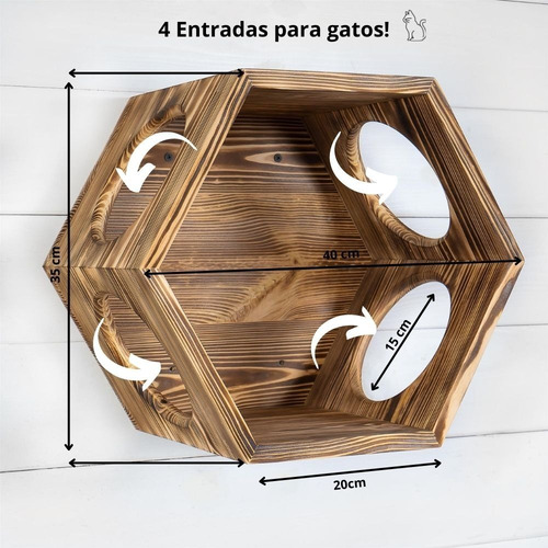 Kit 3 Nichos Cat Hexagonal Bitgame Preto