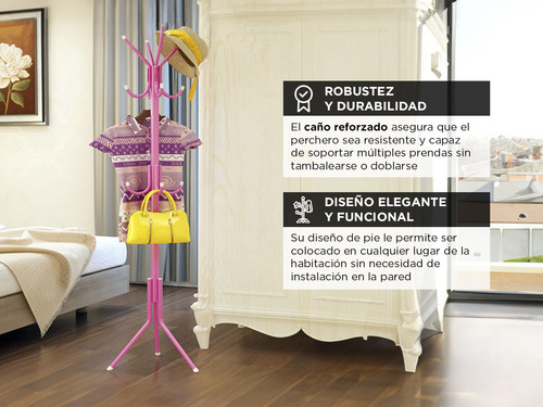 Perchero De Pie Vertical Reforzado Hogar 12 Ganchos Ropa
