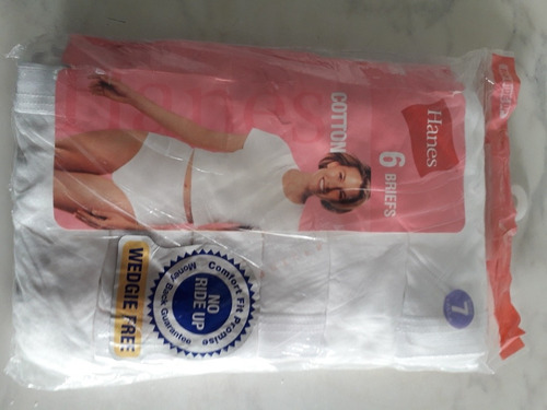 Set De 6 Pantaletas Hanes Para Dama Talla 7 (l),100% Algodon