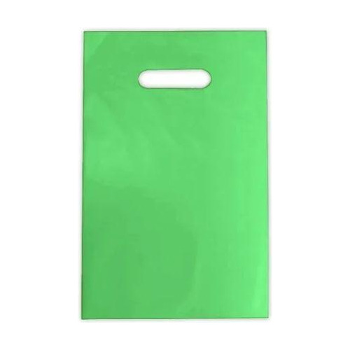 500 Sacolas Plásticas Verde Com Alça Boca De Palhaço 20x30