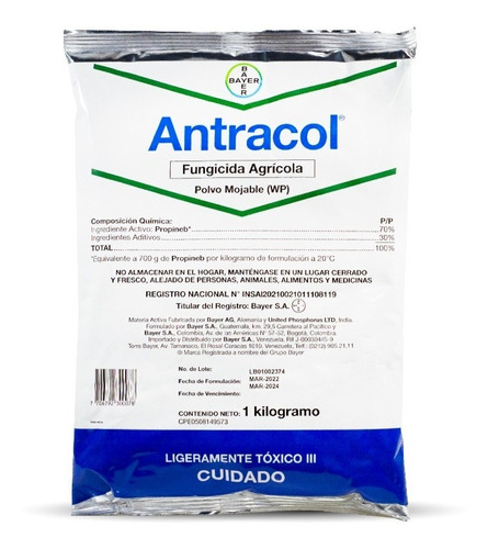 Antracol Fungicida Propineb X 1 Kg Uso Agricola Bayer 