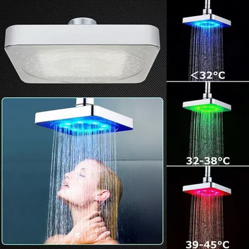 Ducha De Pared Tipo Lluvia Con Forma De I Cuadrado Con Luces