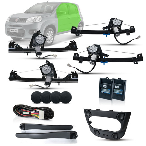 Kit Vidro Eletrico Novo Uno 4p Completo 2010 Inteligente