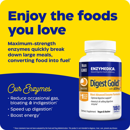 Enzymedica Digest Gold + Atpro, Fórmula Enzimática De Máxima