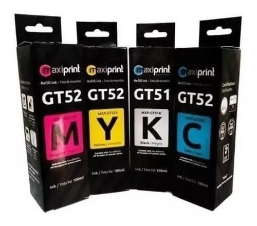 Kit Combo 4 Tintas Hp Gt51 Y Gt52 Colores Hp Ink 315/ 415/
