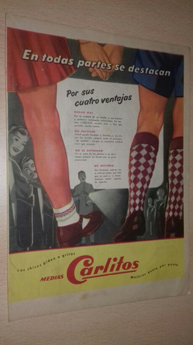 P596 Clipping Publicidad Medias Carliyos Año 1956