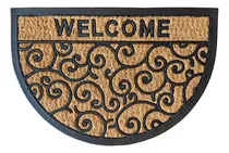 Comprar Felpudo Coco Goma Medialuna Entrada Calidad Premium Dis 23 Ancho 40 Cm Color Negro Y Natural Diseño De La Tela Welcome Firulete Largo 60 Cm